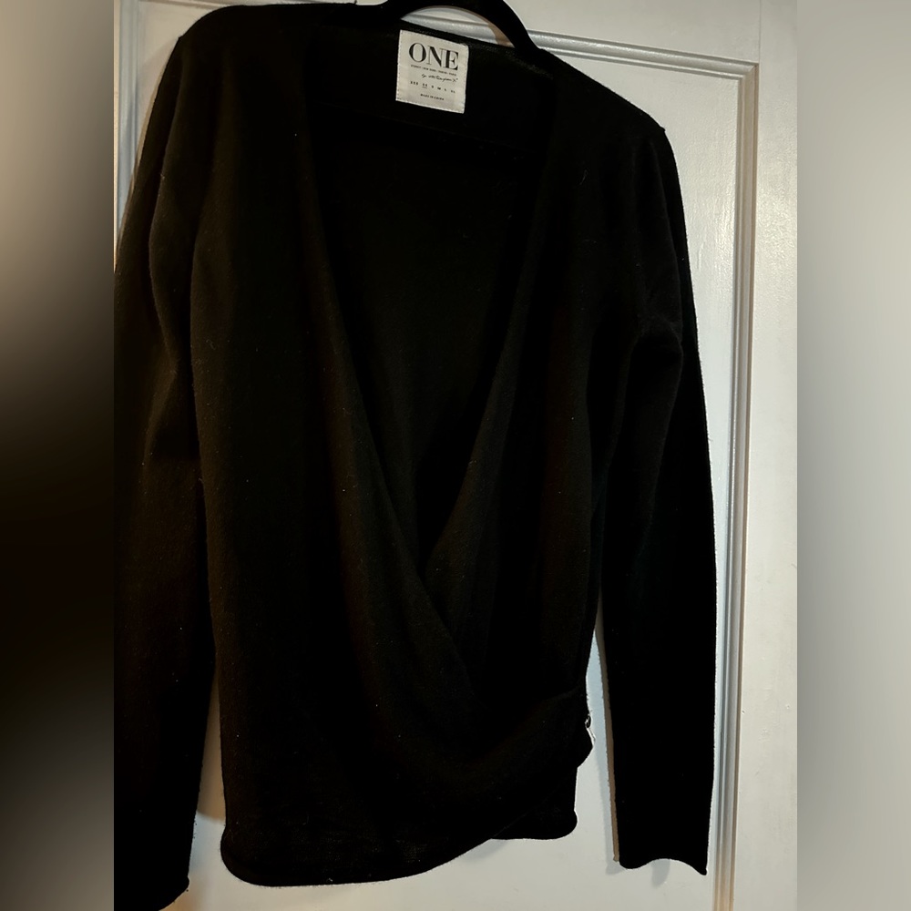 One 100% Merino wool wrap sweater Nordstrom Anthropologie hits at hip